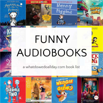 collage of funny audiobooks covers