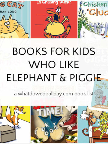 Collage of books like Elephant and Piggie series of early readers