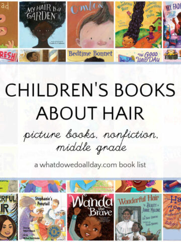 Collage of book covers for children's books about hair