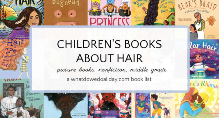 Collage of book covers for children's books about hair