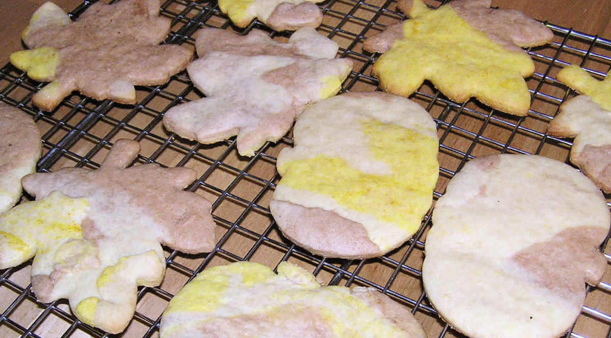 Autumn colored leaf shaped sugar cookies