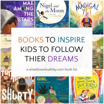Collage of picture books for kids about following your dreams