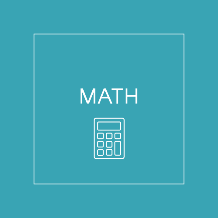 blue math square with calculator graphic