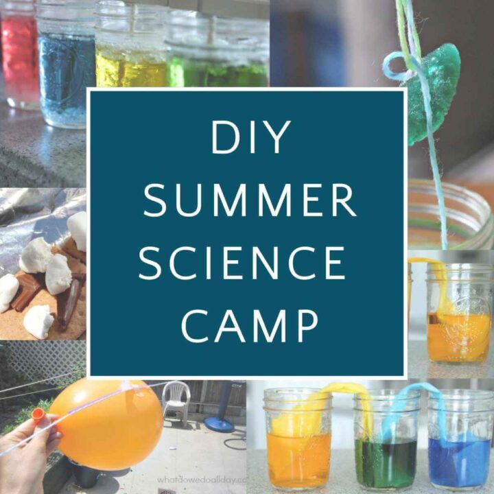 Collage of science projects with text overlay diy summer science camp