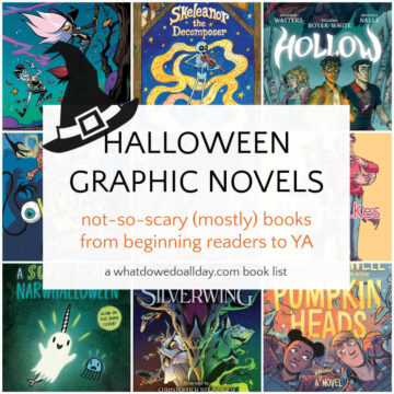 Collage of book covers featuring Halloween graphic novels