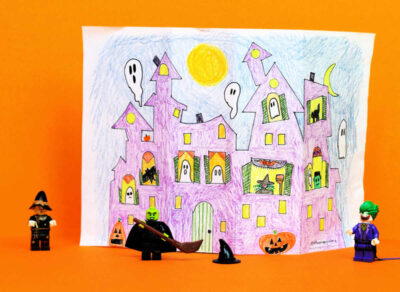 Haunted House Template, Free Printable Coloring Page (3D Craft)