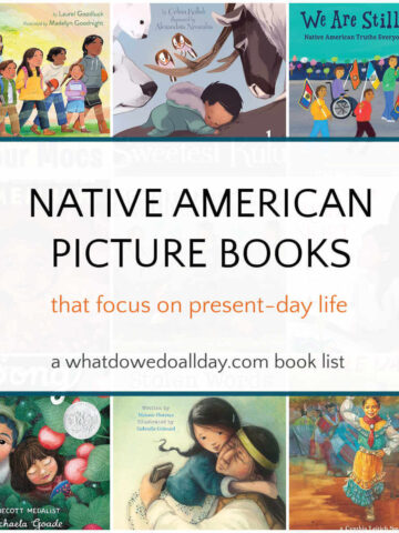 Collage of picture books featuring Native American authors and illustrators.