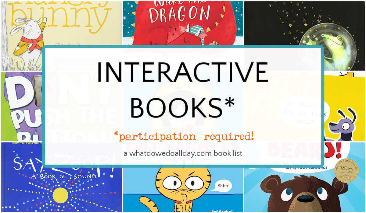 Collage of books with text overlay, Interactive Books.