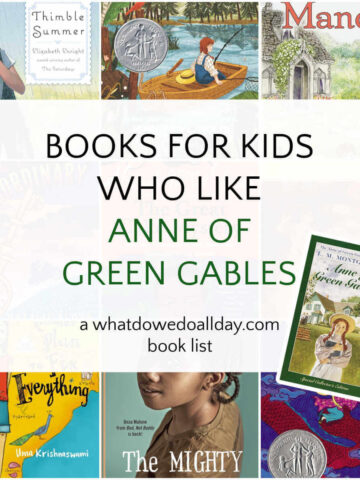 Collage of books with text overlay, Books for Kids Who Like Anne of Green Gables