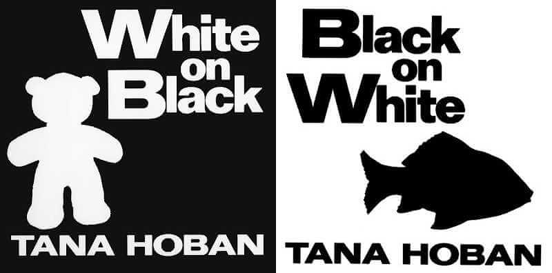 Two black and white board books for babies.