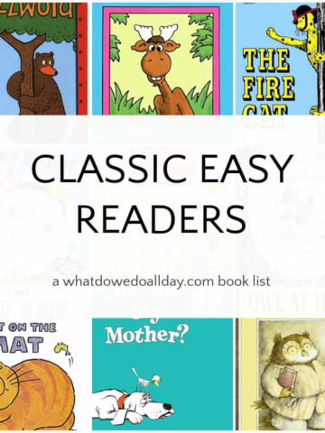 Collage of books with text overlay, Classic Easy Readers.