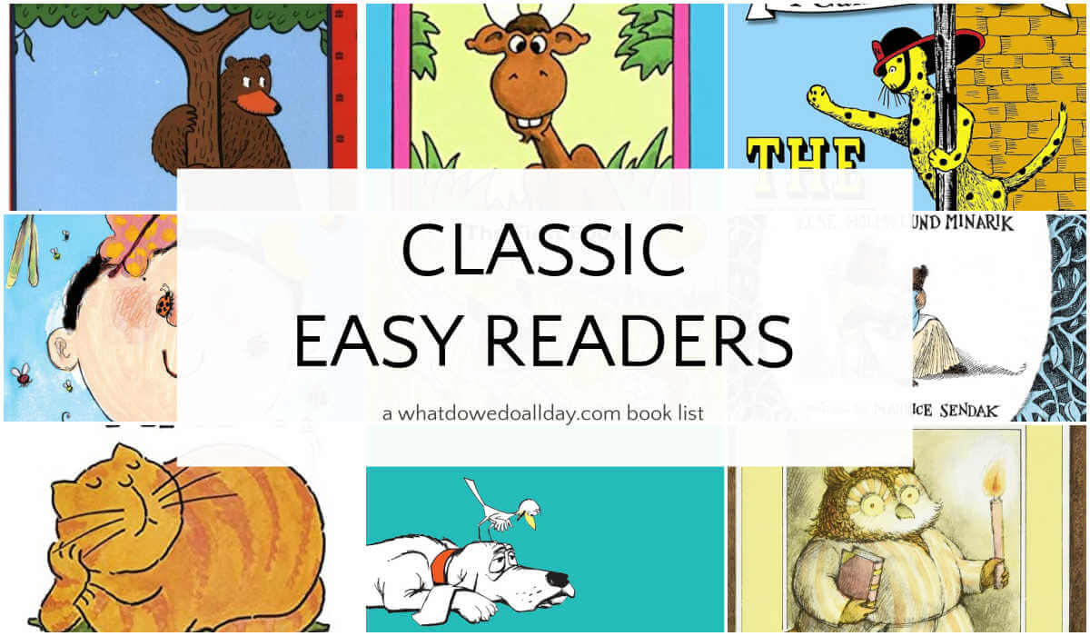 Collage of books with text overlay, Classic Easy Readers.