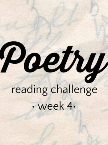 Text overlay Poetry Reading Challenge week 4 on background of faint cursive writing.