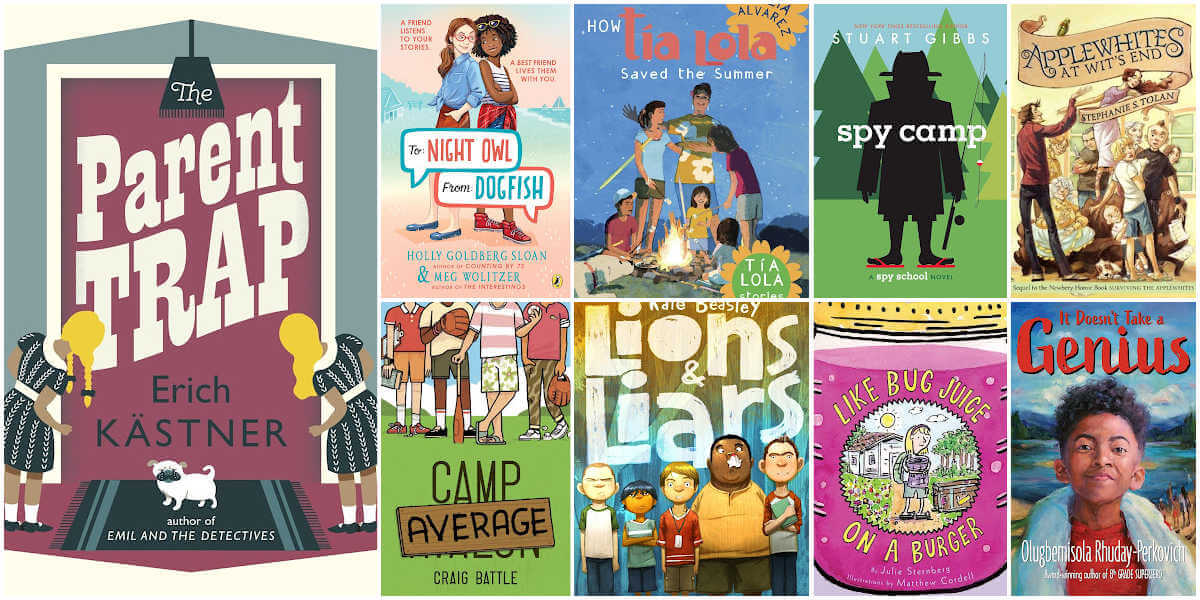 Collage of children's middle grade books about Summer Camp.