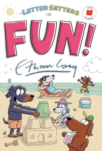 Letter Setters in FUN! book cover with illustration of dogs playing at the beach.