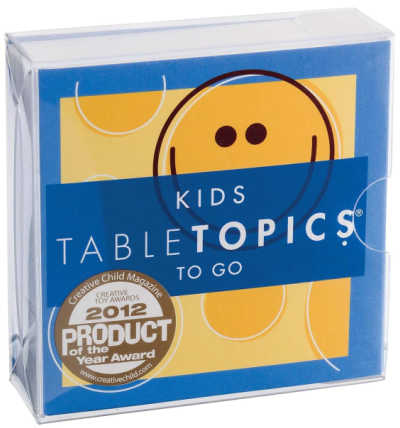 Box of table topics to go cards.