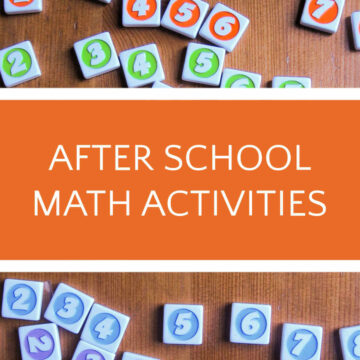 An array of Sumoku number game tiles on a table with text overlay that reads, "After school math activities".
