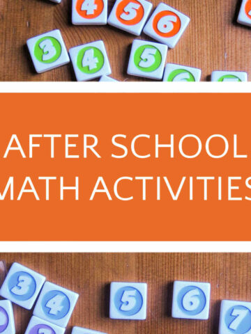 An array of Sumoku number game tiles on a table with text overlay that reads, "After school math activities".