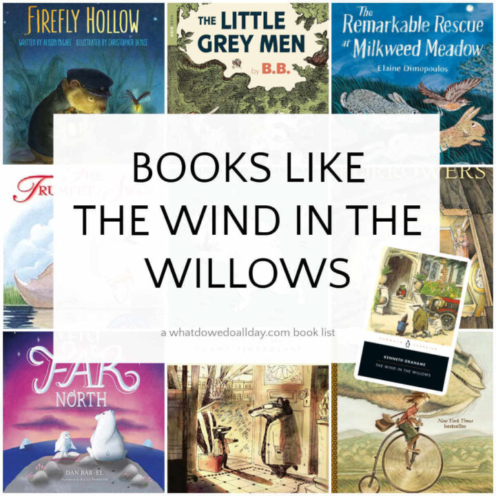 Collection of book covers with text overlay that reads, "Books Like The Wind in the Willows"