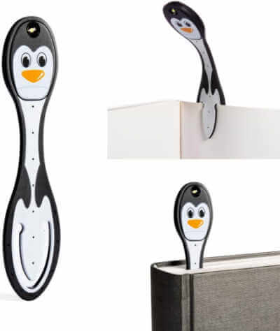 Penguin flexible book list in three example positions.