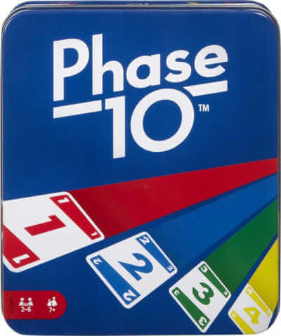 Tin of Phase 10 playing cards.