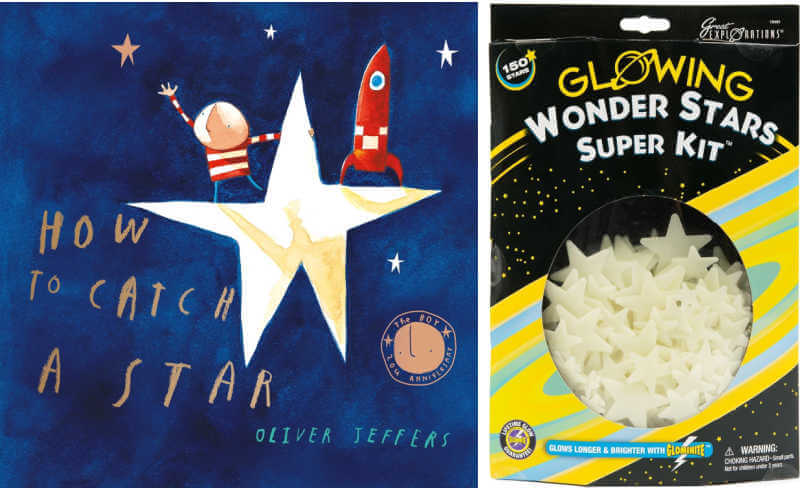 How to Catch a Star book next to glow in the dark star kit.