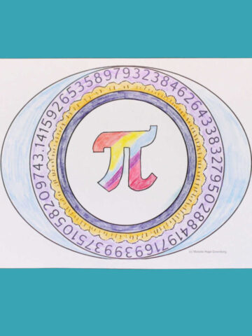 Colorful pi number coloring page.