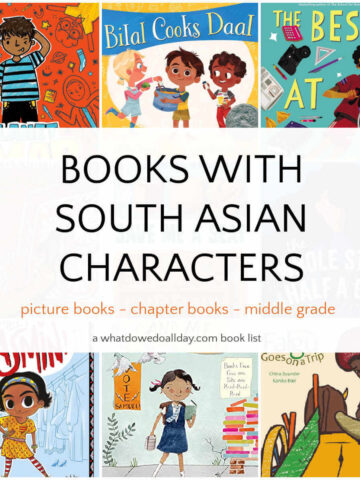 Collage of book covers with text overlay that reads, Books with South Asian Characters
