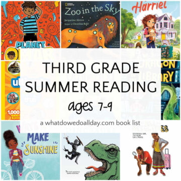Collage of book covers with text overlay that reads, Third Grade Summer Reading