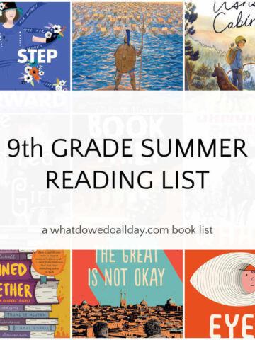 Collage of book covers with text overlay that reads, 9th Grade Summer Reading