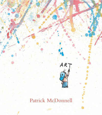 Book cover with illustration of boy writing "ART" on wall covered with paint splatters.
