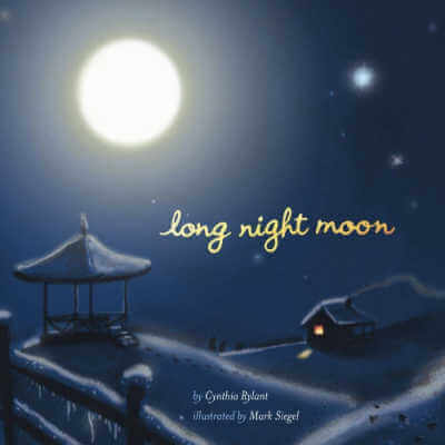 Book cover for Long Night Moon with illustration of full moon above snowy landscape.