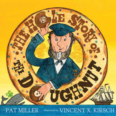 Book cover of The Hole Story of the Doughnut with illustration of Man in the middle of a doughnut.