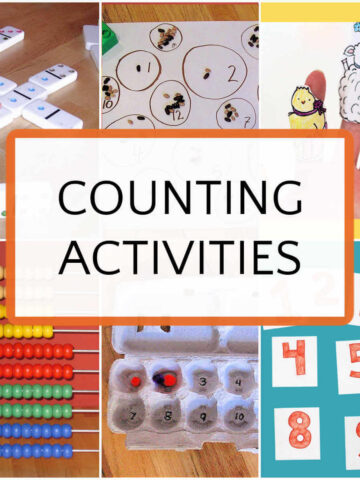 Collage of photos representing counting activities.