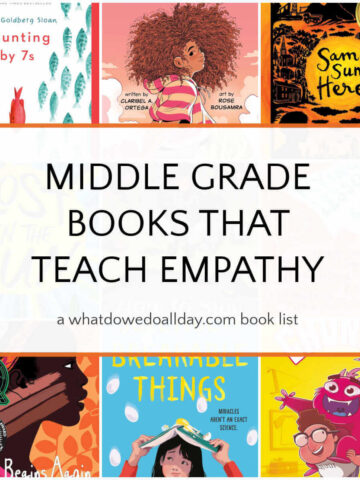 Collage of book covers with text overlay that reads, "middle grade books that teach empathy"