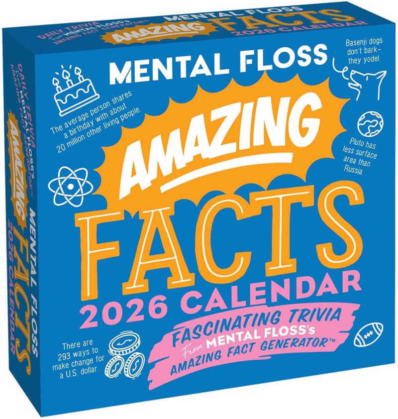 Amazing Facts 2026 trivia calendar in box.