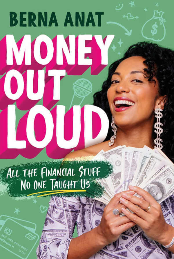 Money Out Loud book cover with photograph of teen girl holding a fistful of dollar bills.