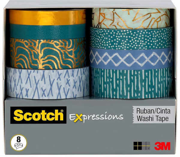 Box of green and gold washi tape.