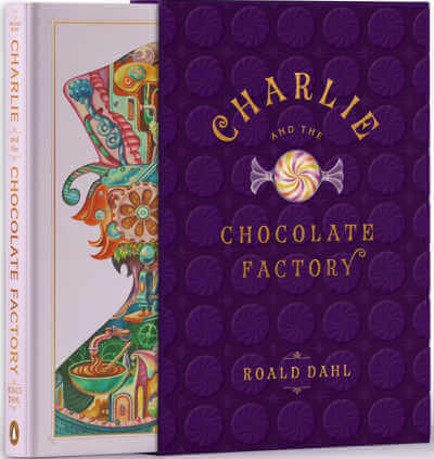 Book cover and slip case for collector's edition of Charlie and the Chocolate Factory.