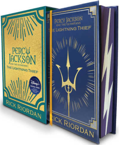 Book cover and slipcover for collector's edition of The Lightening Thief.