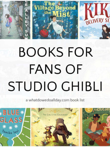 Collage of book covers with text overlay "books for fans of Studio Ghibli"